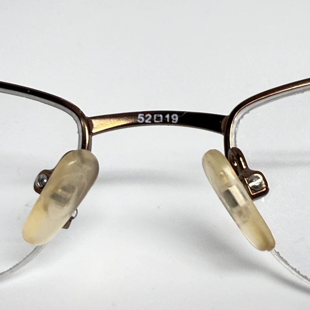 Brown Semi Rimless Rectangle‎ Eyeglass Frames 52-19-140 Metal Eyewear